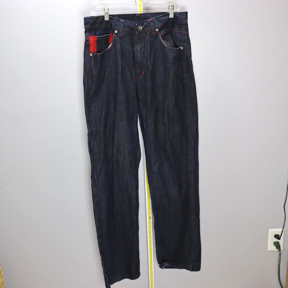 Vintage Don Dark Wash Jeans Red Panel Back Pockets Size 34